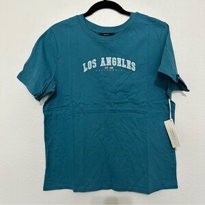 NWT forever 21 los angeles turkish tile teal blue embroidered organic cotton